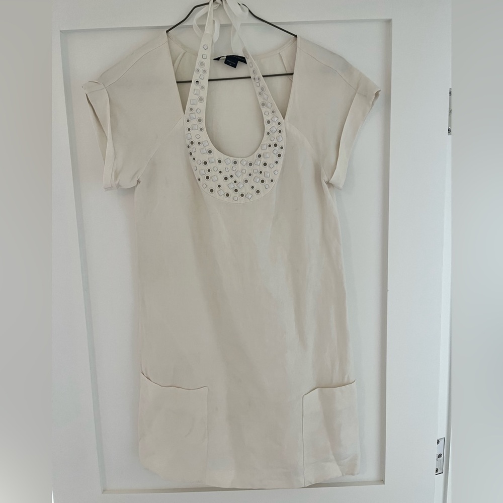 Armani exchange white linen shift dress